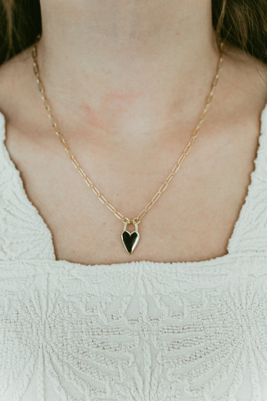 Gold Lock & Heart Necklace