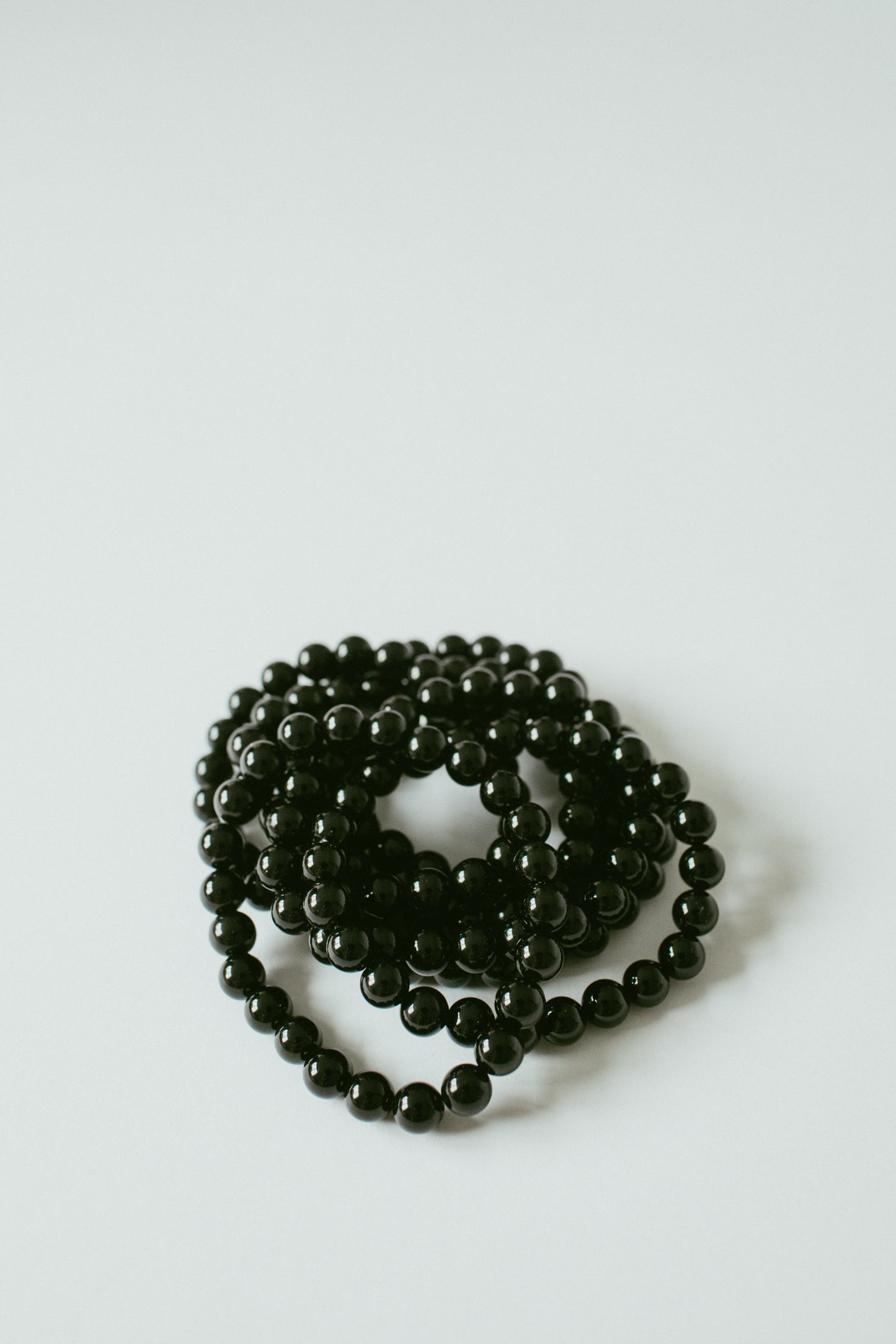 Polished Black Beaded Bracelet