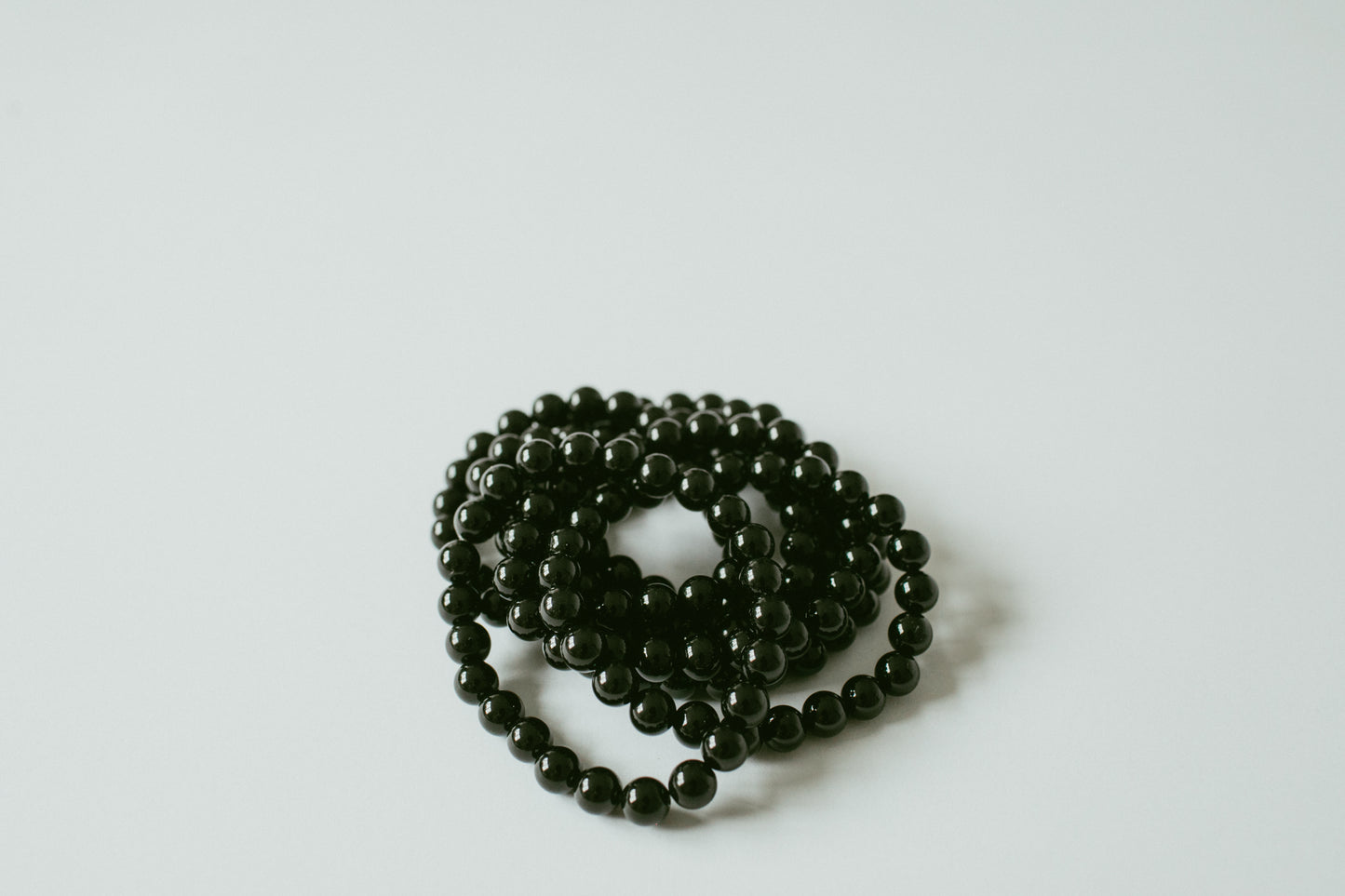 Polished Black Beaded Bracelet