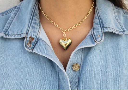 Gold Bubble Heart Necklace