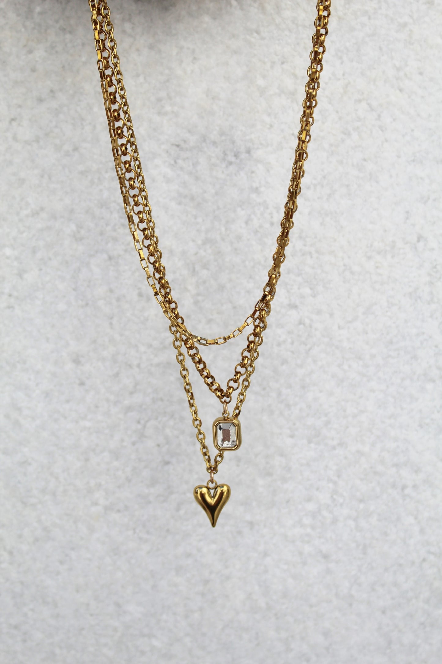 Gold Puff Heart Necklace