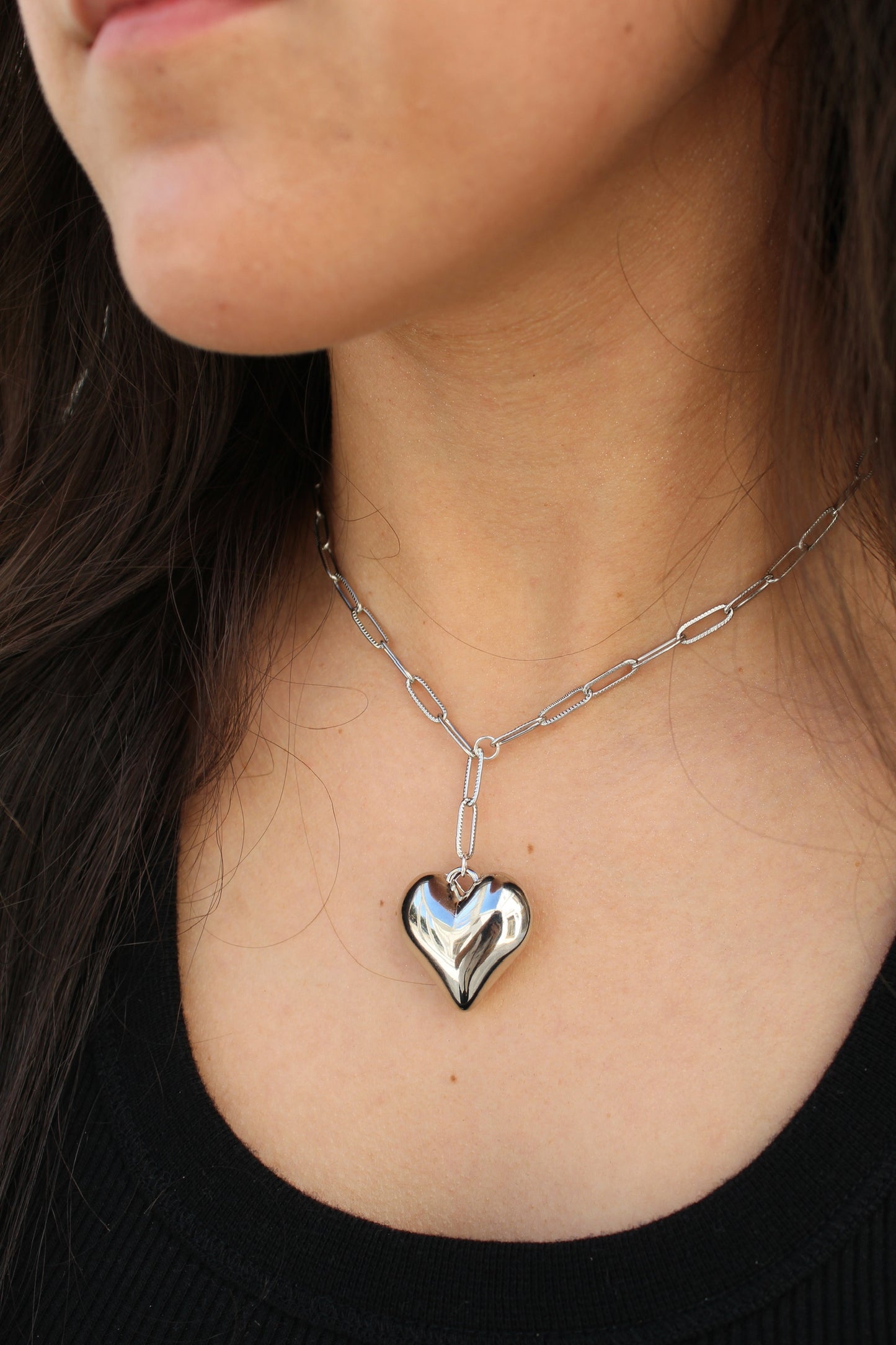 Silver Bubble Heart Necklace