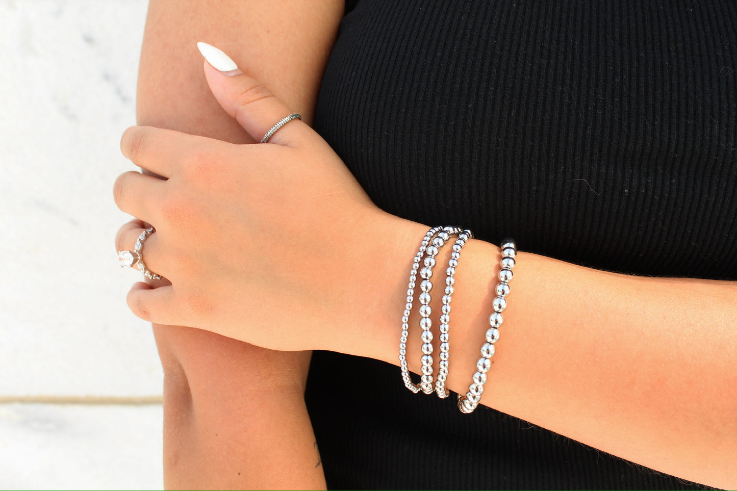 Silver Beaded Bracelet