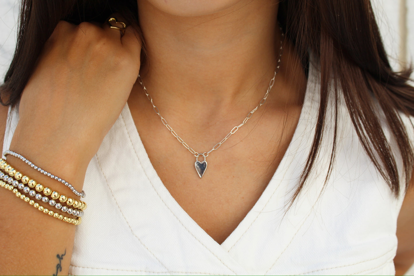 Silver Lock & Heart Necklace