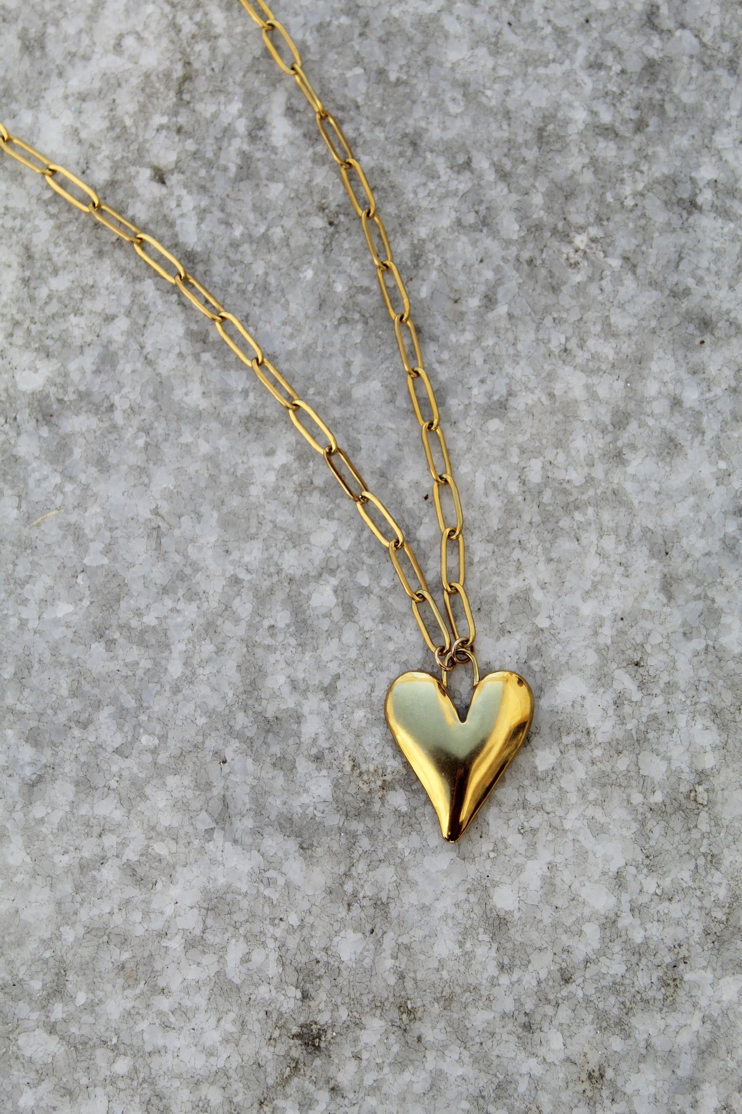 Gold Bold Lock & Heart Necklace