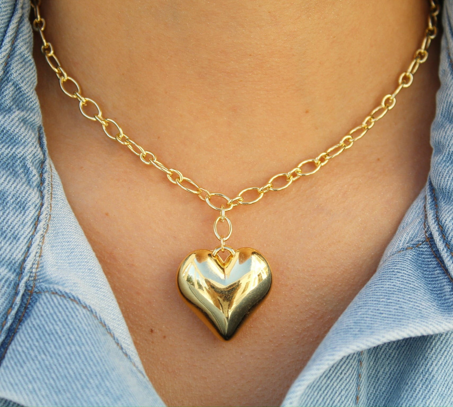 Gold Bubble Heart Necklace