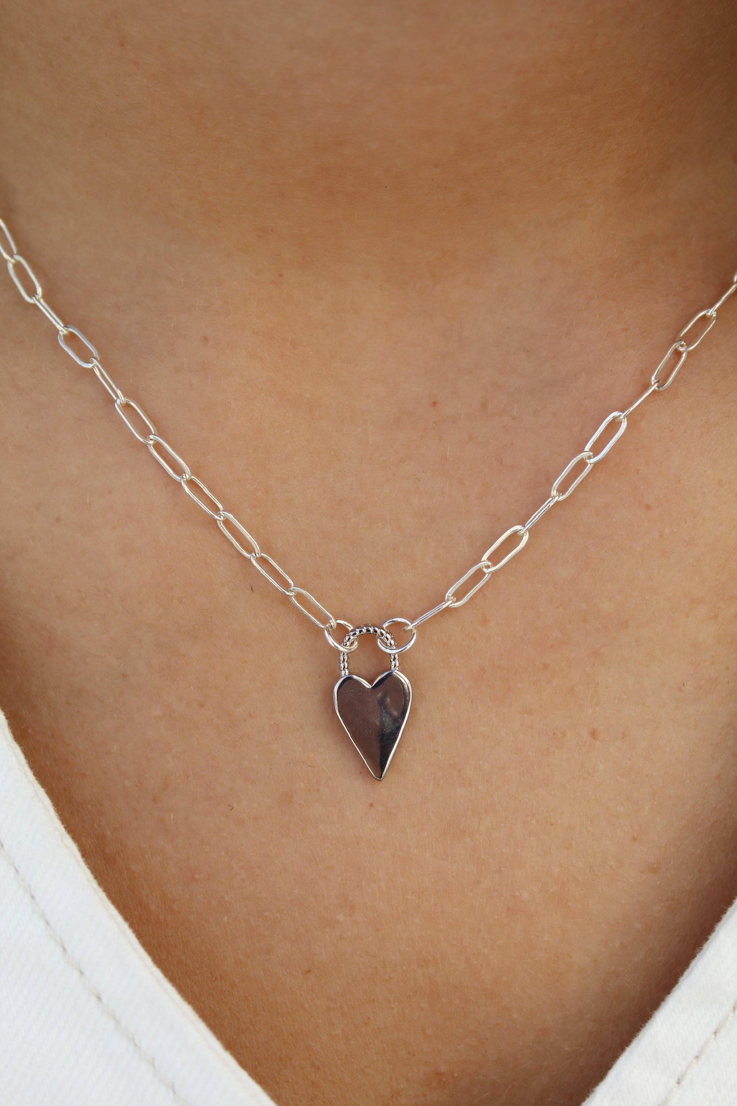 Silver Lock & Heart Necklace