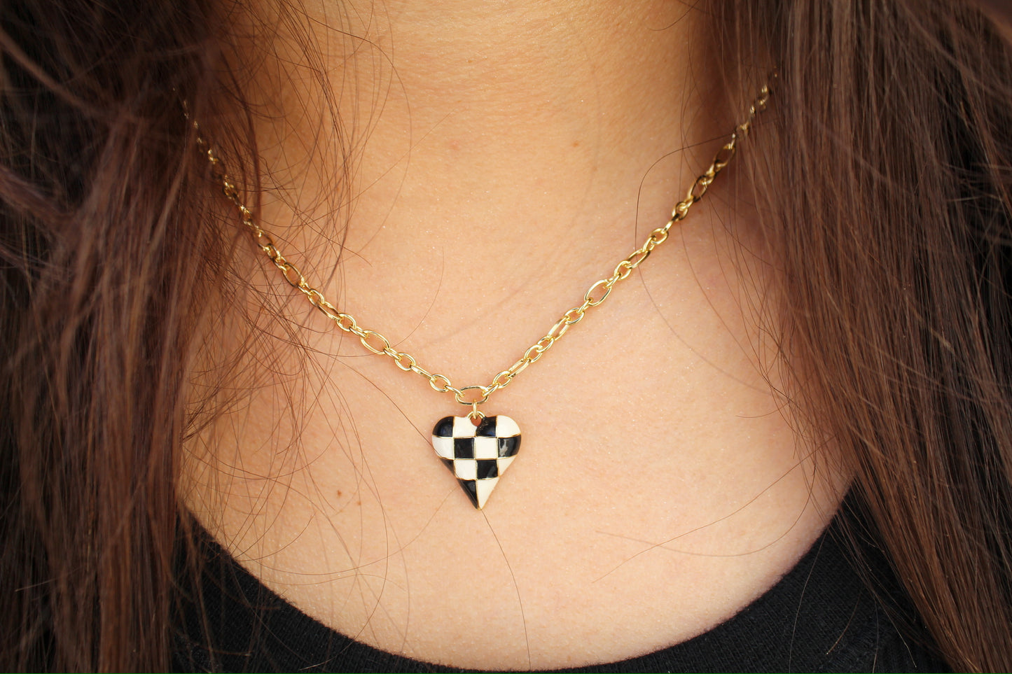 Checkered Heart Necklace